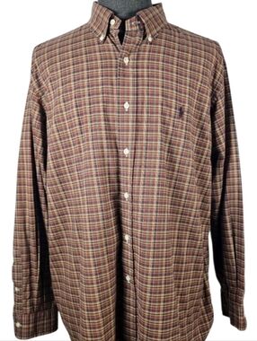 Ralph Lauren Classic Fit Men's Plaid Long Sleeve Button Down Collar Size XXL